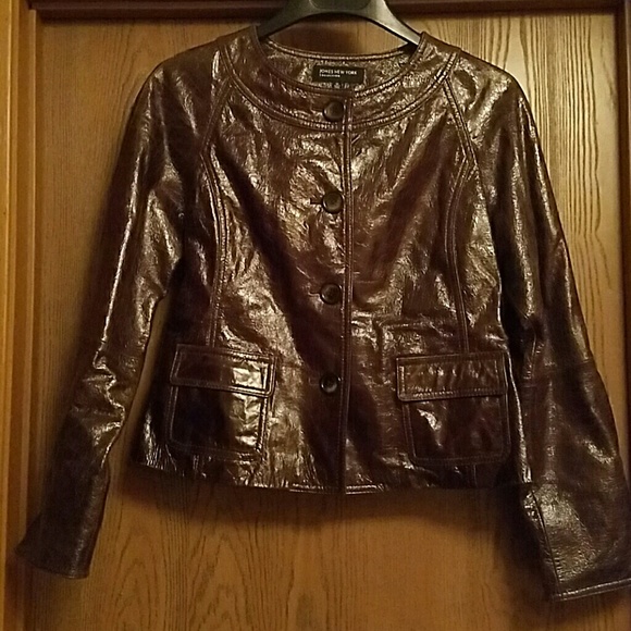 Jones New York Jackets & Blazers - Jones NY brown leather jacket
